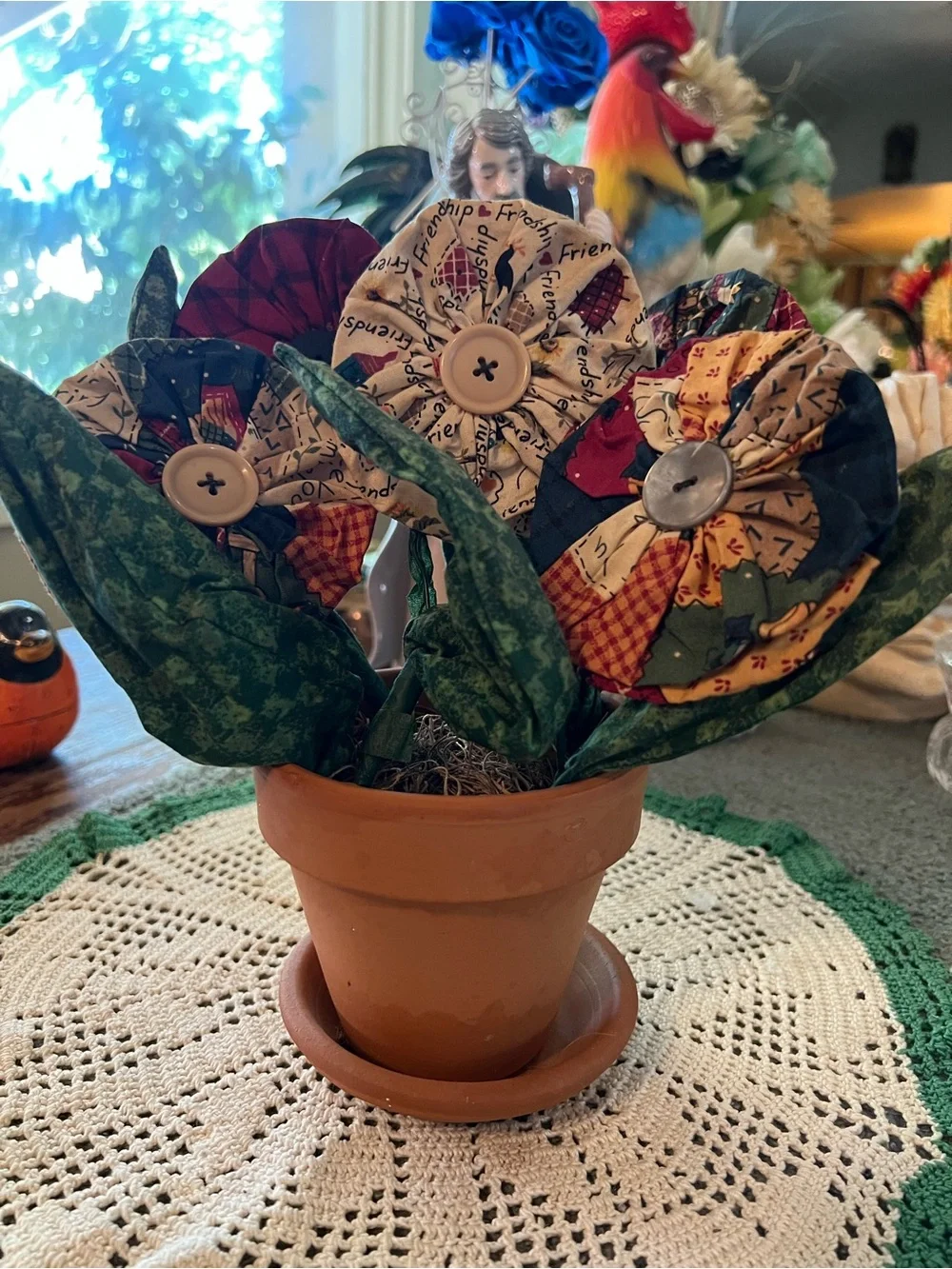 Vintage Yo-Yo Flowers Handmade Super Cute Quilting